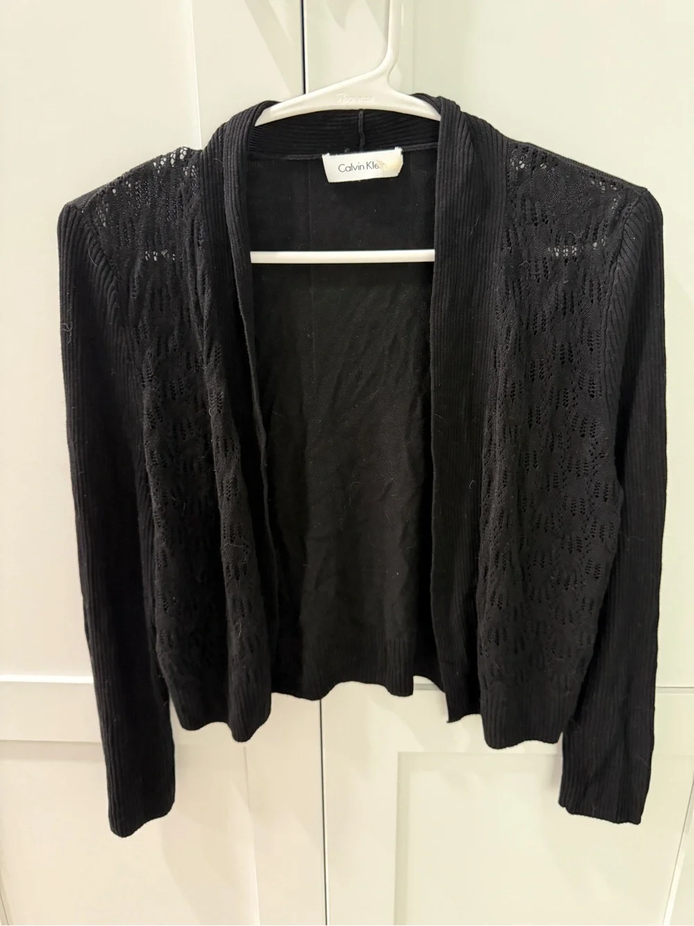 Calvin Klein Black Open-Front Knit Cardigan size medium